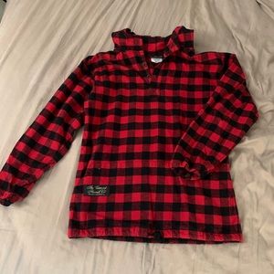 Red and Black Checked Flannel Pullover